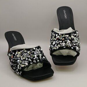 Lisa Vicky Pretty-V Sequin Mule Slides